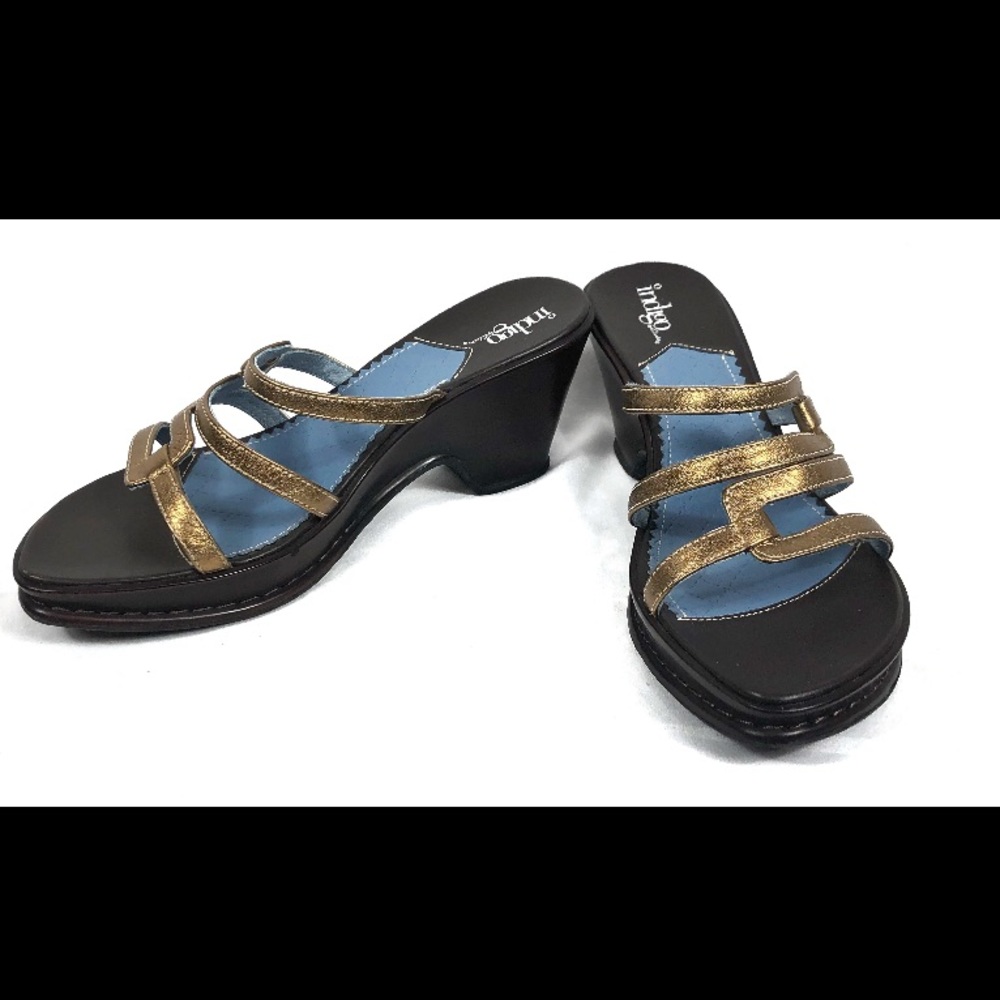 Clark's Bronze strap Wedge Mules!